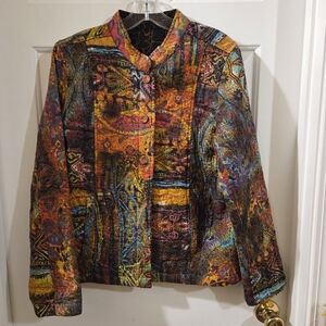 Multicolor Quilted Paisley-Print Women's Blazer Jacket